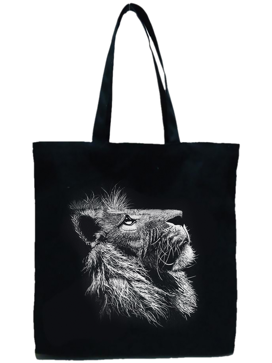 Lion Bag Lion Canvas Bag King of the Jungle Lion Embroidered 